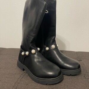 Black Girls Boots with Pearl Detailing Marc Fisher size 3